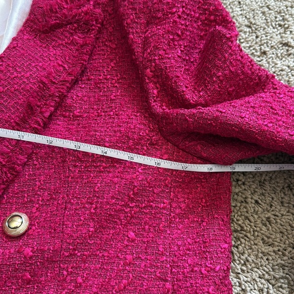 Zara Women's Dark Pink Tweed Jacket - Picture 10 of 10